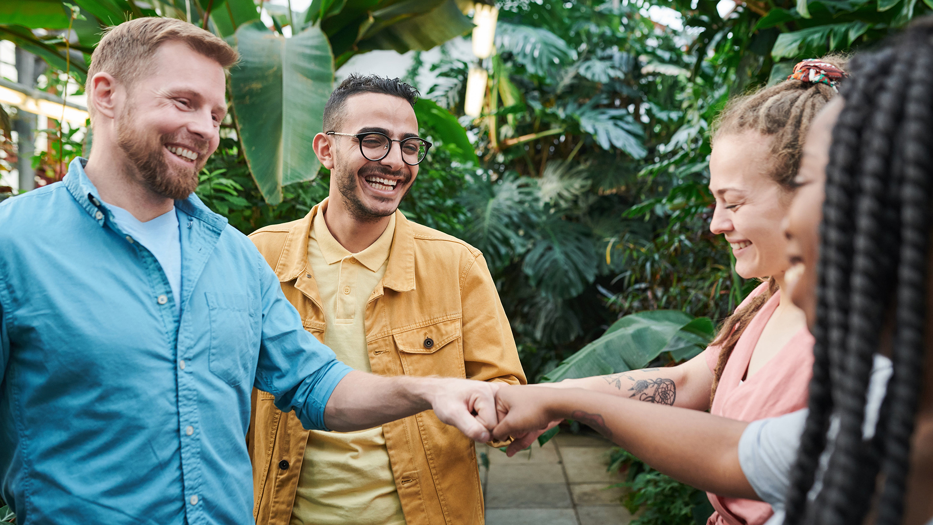 Team doing a fist bump