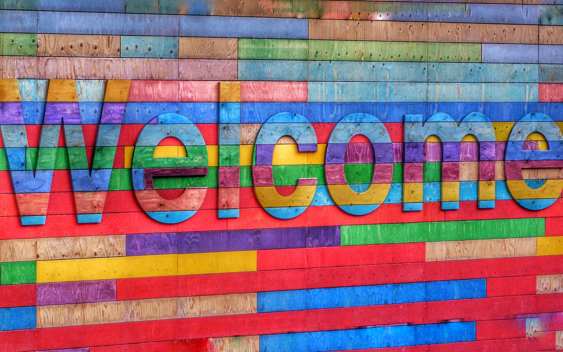 colorful welcome sign